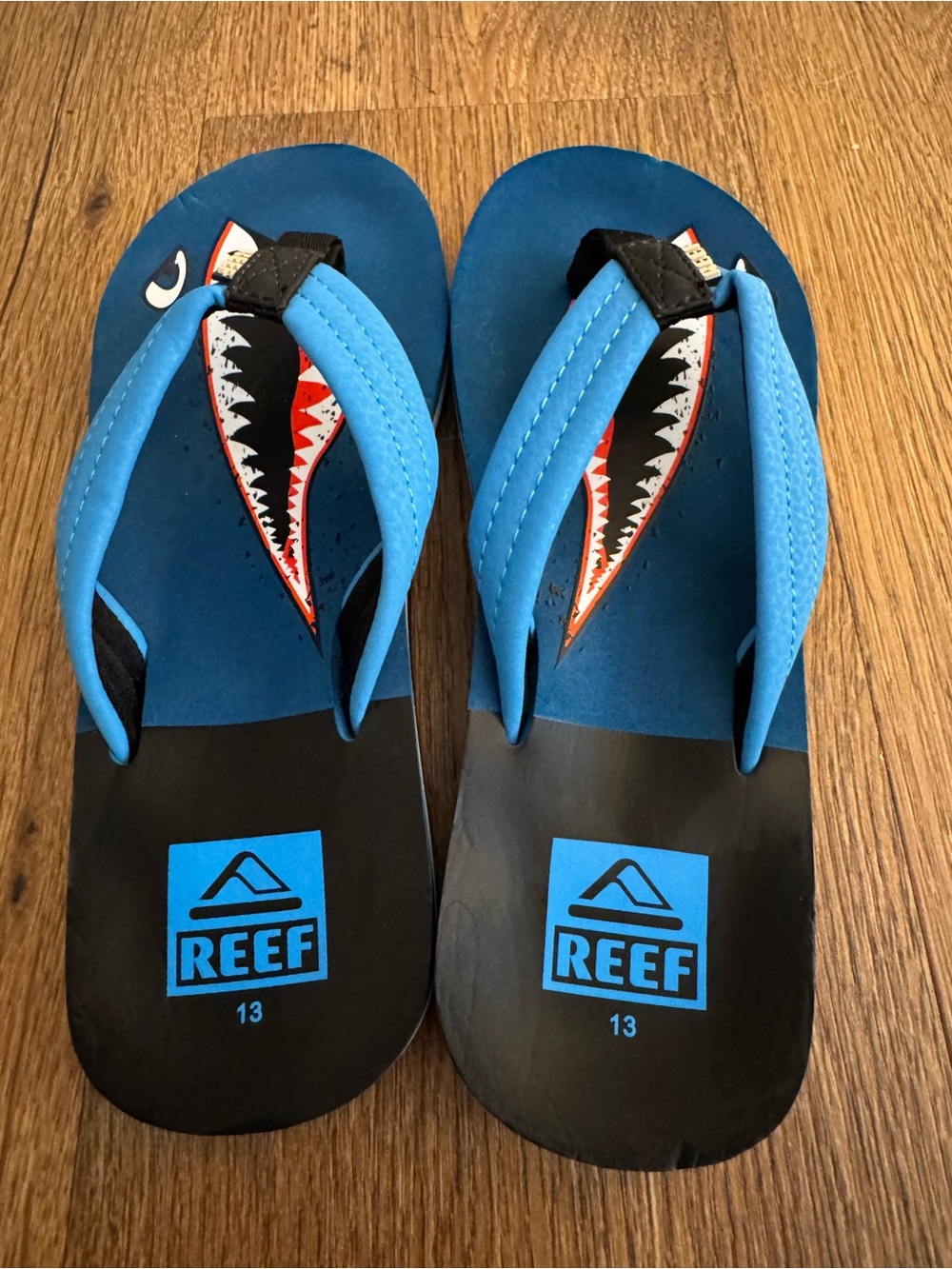 Reef Blue & Black Shark-Accent Boys Flip Flops